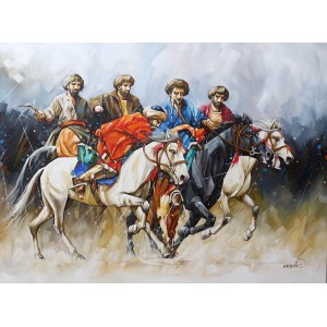 Momin Khan, 36 x 48 Inch, Acrylic on Canvas, Figurative Painting, AC-MK-061